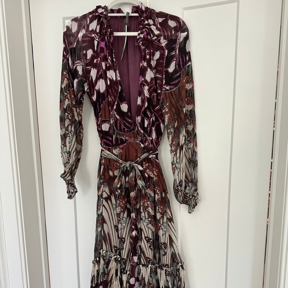 By Anthropologie Long-Sleeve Wrap Midi Dress